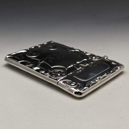1908 British antique pure silver (925 silver) card case 63g Crisford and Norris